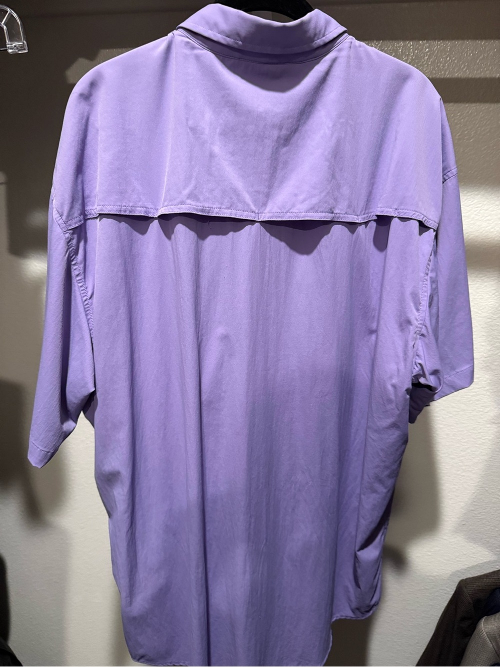 Men's Lavender Poncho Short-Sleeve Button-Up Shirt - Picture 3 of 4